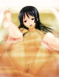 barefoot bathtub black_hair corpse death feet female female_death folded guro highres k-on! kaiga legs_up long_hair long_legs looking_at_viewer mio_akiyama_(k-on!) mixed_bathing necrophilia nude partially_submerged peeing penis pov pubic_hair sex soles straight tears toes uncensored underwater_sex urine urine_in_container vaginal_penetration