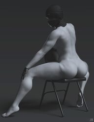 1girls 3d ass black_and_white erojin female female_only frost_(rainbow_six) nude nude_female rainbow_six rainbow_six_siege sitting solo