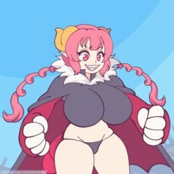 1girls 2d 2d_animation animated black_thong bouncing_breasts breast_expansion breast_inflation breasts cleavage dragon_girl female female_only fire fire_breathing fur_trim horns huge_breasts ilulu_(dragon_maid) miss_kobayashi's_dragon_maid monster_girl no_pants panties red_eyes red_hair supersatanson temporary_breast_expansion thick_thighs thong wide_hips