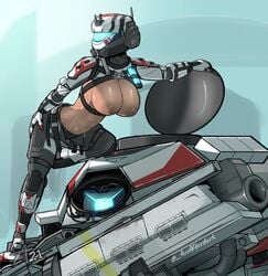 1girls abs arcafterdark armor breasts female hand_on_hip helmet pilot_(titanfall) pulse_blade_pilot titanfall