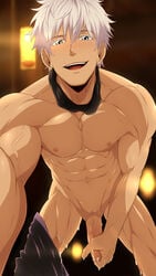 1boy after_masturbation after_orgasm cum jujutsu_kaisen kuroshinki male male_only muscular_male nude_male penis satoru_gojo solo_male tagme veiny_arms