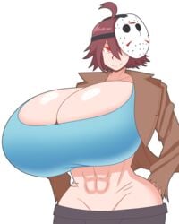 1girls 2021 abs big_breasts bishoujo_jason bishoujo_jason_voorhees bishoujo_terror breasts breasts_bigger_than_head brown_hair cleavage duskyer female female_focus female_only friday_the_13th genderswap_(mtf) hockey_mask huge_breasts hyper_breasts jason_voorhees jessica_voorhees massive_breasts red_eyes rule_63 solo solo_female tagme