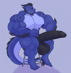 abs biceps crocobu furry furry_only hyper hyper_balls hyper_genitalia hyper_penis hyper_testicles male_focus male_only male_solo muscle muscles muscular muscular_anthro muscular_arms muscular_legs muscular_male muscular_thighs nipples pecs penis penis_growth solo_male veins veiny_penis