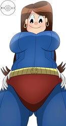 1girls ass_visible_through_thighs belt big_breasts breasts brown_hair female female_only hips lady_ace original_character panties pussy raishags solo solo_female solo_focus superhero superheroine the_loud_house thick_thighs thighs weavillain wide_hips