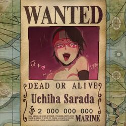 ahe_gao black_hair boruto:_naruto_next_generations glasses konbari_tariumu konohagakure_symbol naruto open_mouth pink_eyes red_eyes sarada_uchiha sharingan wanted_poster