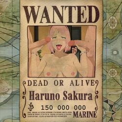 2girls ahe_gao artist_request boruto:_naruto_next_generations cum cum_in_mouth cum_on_face english_text female green_eyes male naruto one_piece pink_hair sakura_haruno sarada_uchiha straight text wanted_poster