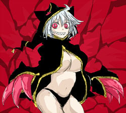 1girls banette big_breasts gijinka mega_banette no_bra oro_(zetsubou_girl) panties pokemon red_eyes solo solo_female tagme underboob white_hair