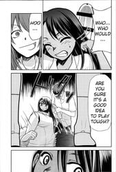 2boys 3girls big_penis black_hair bound censor_bar closed_eyes clothed clothing comic english_text erection gamo-chan hayase_nagatoro hi_res imminent_rape kimigabuchi long_hair monochrome naoto_hachioji_(senpai) penis please_don't_bully_me,_nagatoro rope short_hair simple_background text white_background