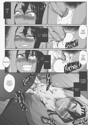 1boy 1girls balls_deep big_penis black_hair blood blush breasts clenched_teeth clothed clothing comic crying defloration drugged english_text erection forced fucked_silly hayase_nagatoro hi_res long_hair monochrome nipples pants_down penis please_don't_bully_me,_nagatoro pubic_hair rape sakura's_stalker_(nagatoro) saliva sex shivering simple_background small_breasts tears text tight_fit tyronestash ugly_man vaginal_penetration virgin virginal_blood white_background