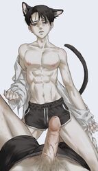 2boys anal anal_sex attack_on_titan boxers cat_ears cat_tail erection erwin_smith gay levi_ackerman penis penis_out pubic_hair running_shorts tagme tail track_shorts twink veiny_penis white_trim yaoi