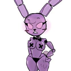 bonnie_(fnaf) bunny five_nights_at_freddy's fnaf furry girl mrnonone purple_fur purple_skin robot solo striped_clothing