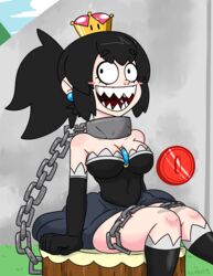 bob-omb_battlefield breasts chain_chomp chained_thighs chompette fangs female happy mario_(series) megatonslater new_super_mario_bros._u_deluxe nintendo red_coin super_crown super_mario_64 thick_thighs thighs