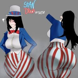 4th_of_july american_flag big_ass big_butt boobs breasts fat_ass fat_breasts yoru_(chainsaw_man)