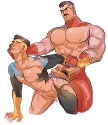 2boys abs after_sex all_fours bara beard biceps big_muscles black_hair cardamomote cum cum_bubble cum_drip cum_inside cum_on_ass cum_on_body cumdrip dad_fucking_son dark_hair dilf drooling erection facial_hair fingerless_gloves forced_yaoi from_behind from_behind_position gay gloves grabbing_another's_arm grabbing_arm grabbing_from_behind hand_on_floor hand_on_ground human human_only image_comics incest invincible kneeling light-skinned_male light_skin male male/male male_chest male_focus male_nipples male_only male_penetrated male_penetrating mark_grayson moustache muscle muscles muscular muscular_male mustache nipples nolan_grayson omni-man partially_clothed pecs pectorals pink_nipples pubic_hair rape red_gloves ripped_bodysuit ripped_clothing saliva salivating six_pack superhero teen_boy teenager teeth teeth_showing thick_penis torn_clothes veiny_penis white_background yaoi yellow_gloves