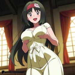 1boy1girl 1girl ai ai-created ai_art ai_assisted ai_generated anime anime_girl anime_style anus ass black_eyes black_hair blush breasts cosplay dutch_angle erika_(pokemon) folding_fan from_behind futon gloves grey_eyes hairband hand_fan headband hi_res high_quality high_resolution holding holding_fan indoors japanese_clothes large_breasts looking_at_viewer looking_back lying night nipples nsfw on_stomach open_mouth original original_character patreon patreon_logo patreon_url patreon_username pelvic_curtain pussy red_hairband seductive sexy short_hair shouji sliding_doors solo staxxy staxxy2 sweat tatami thighs uncensored watermark