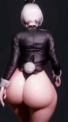 1girls alternate_ass_size alternate_body_type animated ass ass_bigger_than_head ass_focus back_view big_ass booty bubble_butt bunny_ears bunny_tail bunnysuit child_bearing_hips dumptruck_ass hips hips_wider_than_shoulders huge_ass jacket jiggle jiggling_ass leather leather_jacket nier nier:_automata no_sound ryanpos_3d short_hair simple_background solo tagme thick_thighs thighs video walk_cycle walking white_hair wobble wobbling_ass yorha_2b