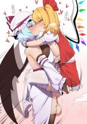flandre_scarlet futa_on_female futanari huge_balls huge_breasts huge_cock incest kissing paizuri remilia_scarlet sex sisters spammayo standing_sex touhou