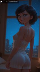 ai_generated aiuniverse56 ass ass_focus black_hair butt covered_nipples from_behind grey_eyes ladybug_&_cat_noir:_the_movie lingerie miraculous:_tales_of_ladybug_and_cat_noir miraculous_ladybug sabine_cheng short_hair small_breasts stable_diffusion translucent translucent_clothing transparent transparent_clothing transparent_lingerie
