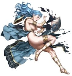 1girls alternate_costume alternate_hairstyle biggitybiggitybig blue_hair book brown_eyes dancer dancer_(three_houses) earrings edit fire_emblem fire_emblem:_three_houses fire_emblem_heroes hair_down light_blue_hair marianne_(serene_adherent)_(fire_emblem) marianne_von_edmund medium_breasts nintendo nipples nude nude_female nude_filter one_eye_closed solo torn_clothes transparent_background