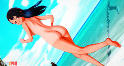 1girls 3d ass big_ass black_hair breasts brown_eyes female_focus female_only hayase_nagatoro hi_res long_hair looking_at_viewer looking_back medium_breasts nude open_mouth outside please_don't_bully_me,_nagatoro pool running sideboob smile solo standing tanline tanned vhsephi_yagami watermark