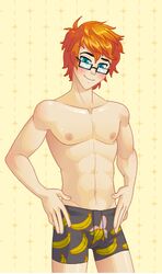 1boy anon_(blush_blush) blush blush_blush boxers exposed_nipples ginger ginger_hair green_eyes male male_focus male_only navel nipples posing red_hair sad_panda_studios solo solo_male underwear_only