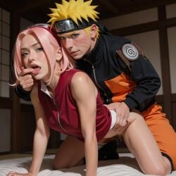 1girls ai_generated naruto naruto_(series) naruto_shippuden pink_hair sakura_haruno short_hair tagme uzumaki_naruto