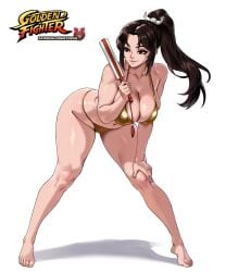 2d bikini fatal_fury female female_focus female_only golden_bikini kyoffie mai_shiranui pinup pinup_pose street_fighter street_fighter_6 tagme