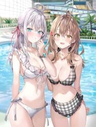 ai_generated alisa_mikhailovna_kujou bikini cute_face kissing large_ass large_breasts lesbian_kiss maria_mikhailovna_kujou mariya_mikhailovna_kujou roshidere tagme tokidoki_bosotto_russian_de_dereru_tonari_no_alya-san video
