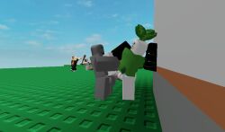 2boys ass background_characters blushing dummy_(roblox) femboy gay gay_sex granny leg_grab leg_up mrbeast no_pants penetration roblox robloxian running_away side_fuck smile tiktoker