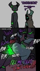 1ambiguous 1boy 2d 2d_(artwork) 2koma anal anal_penetration anal_sex black_body blox_cards briggeybruh color colored demon demon_horns demon_humanoid dialogue flat_chest glowing_eyes hood hooded_cloak massive_ass massive_balls massive_penis obscured_face onomatopoeia roblox roblox_game scars shortstack tagme tagme_(character) time_skip