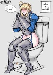 72hoka artoria_pendragon blush closed_eyes constipation endured_face fate_(series) saber sitting sweat toilet