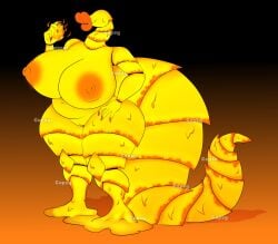 1girls 2026 anthro artist_name big_breasts breasts breasts_bigger_than_head female fire gapsay hi_res huge_breasts hyper_breasts lips magma_worm pussy risk_of_rain risk_of_rain_2 standing tail thick_thighs thighs worm yellow_body yellow_skin