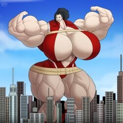 1girls alternate_breast_size alternate_version_available black_hair breasts_bigger_than_head city cityscape female flexing flexing_arms forsakun giantess gigantic_breasts hyper hyper_breasts hyper_muscles macro massive_breasts momo_yaoyorozu mouth_open muscle_fetish muscles muscular muscular_arms muscular_female muscular_thighs my_hero_academia ponytail sky superheroine superheroine_costume thighs