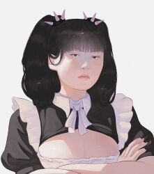 babymetal boobs looking_at_viewer maid maid_headdress maid_outfit maid_uniform medium_breasts moa_kikuchi questionable real_person tits