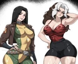 1girls arms_up big_ass big_breasts female female_focus gambit gambit_(marvel_rivals) inde_navarrette marvel marvel_rivals obsession_(film) omniartstudio pout rogue_(marvel_rivals) rogue_(x-men) thick_thighs tight_clothing tight_fit voluptuous