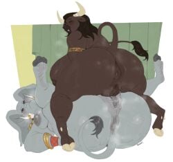 anus big_ass big_butt brown_hair bubble_ass bubble_butt doctordj elephant elephant_girl elephant_humanoid katazai lesbian lesbian_sex minotaur minotaur_female minotaur_girl mythological_creature mythology nihea_avarta tribadism yuri
