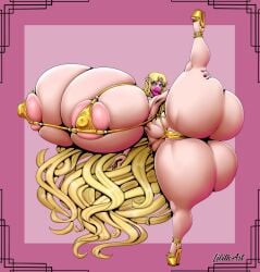 2024 5_fingers 5_toes areola big_breasts big_butt bikini bikini_bottom bikini_top bimbo bimbo_body bimbo_lips biped blonde_hair blue_eyes blush bracelet breasts butt butt_cleavage camel_toe cleavage clitoris_outline clothed clothing colored_nails crown digital_media_(artwork) eyebrows eyelashes feet female fingers footwear gem genitals gold_(metal) gold_bikini gold_footwear gold_jewelry golden_clothing hair hand_on_leg hand_on_thigh headgear high_heels huge_breasts huge_butt humanoid_pointy_ears hyper hyper_breasts hyper_butt hyper_lips jewelry lilith_art lips long_hair long_legs long_nails looking_at_viewer midriff mostly_nude nails navel nintendo nipple_outline nipples not_furry on_one_leg pink_lips pink_nipples pointy_ears princess_zelda raised_leg ruby_(gem) shoes skimpy small_waist smile smiling_at_viewer solo spread_legs spreading standing swimwear the_legend_of_zelda thick_lips thick_thighs tiara tight_clothing toes two-piece_swimsuit vulva white_body wide_hips