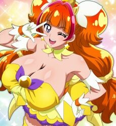 1girls amanogawa_kirara big_breasts breasts cure_twinkle female go!_princess_precure hitokiwa_kenchin light-skinned_female light_skin magical_girl precure pretty_cure princess solo toei_animation