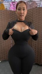 1female 1girls 3d ai_generated ass big_breasts big_butt big_thighs black_clothing black_leggings breasts butt dark-skinned_female dark_skin dominican female hair hourglass_figure latina legs milf mixed_race older_female realistic sfm solo straight_hair tan-skinned_female tan_skin tan_skinned_female thick_thighs thigh thighs