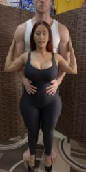 1girl 1girls 3d ai_generated ass auburn_hair big_ass big_breasts black_high_heels black_leggings bodysuit booty breasts brown_eyes brown_skin butt caribbean caribbean_female child_bearing_hips dark-skinned_female dominican earrings facing_forward fat_ass female giant_ass high_heels hourglass_figure interracial latina leggings legs light-skinned_male mature_female milf mixed_race older_female red_hair sfm solo tan-skinned_female tan_skin thick_thighs thighs white_male white_male_latina_female white_man wide_hips yoga_pants