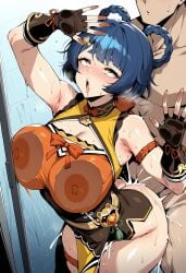 1boy 1girl against_fourth_wall against_glass ahegao ai_generated alternate_breast_size armpits ass bare_shoulders black_gloves blue_hair blush braid braided_hair_rings breast_press breasts breasts_on_glass china_dress chinese_clothes cleavage cleavage_cutout clothed_female_nude_male clothed_sex clothing clothing_cutout cum cum_in_pussy cum_overflow dress faceless faceless_male female fingerless_gloves fucked_silly genshin_impact gloves hair_ornament hair_rings hairclip hetero large_breasts male nipples novart01 nude open_mouth pelvic_curtain rolling_eyes saliva sex sex_from_behind short_hair sleeveless sleeveless_dress solo_focus standing standing_sex sweat taken_from_behind thigh_strap thighhighs thighs tongue tongue_out twin_braids wet xiangling_(genshin_impact) yellow_eyes