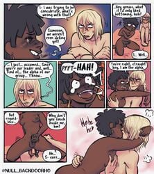 1boy 1girls 2020 2020s anal anal_sex areolae artist_name balls blonde_hair blush blushing breasts brown_hair cartoon_network cock comic comic_page cum cum_on_hand cumming dark-skinned_female dark_skin dialogue dickgirl dickgirl/male digital_media_(artwork) duo earrings femboy futanari grace_monroe hand_on_butt hand_on_penis hbo_max heart hi_res high_resolution highres human human_only infinity_train kiss kissing kissy_face laughing laying_down light-skinned_male light_skin long_hair looking_at_another male masturbation nipples nude nude_male null_backdoorho pale_skin penis sex simon_laurent smile speech_bubble tears text wholesome