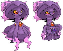 :3 blush chimsuke ghost lifting mismagius pokemon pokemon_(species) pokemon_dppt pokemon_focus purple_skin red_eyes smile vibrator vibrator_in_pussy yellow_sclera