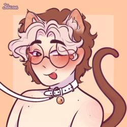 blushing blushing_at_viewer cat_ears cat_tail catboy cute dream_smp leash looking_at_viewer minecraft_youtubers picrew smiling sticking_out_tongue suggestive tongue_out topless_male wilbur_soot