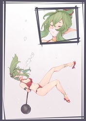 1girls alternate_costume asphyxiation ball_and_chain bare_shoulders bikini bondage cleavage cloth_gag drowning fire_emblem fire_emblem_awakening fire_emblem_heroes gag green_eyes green_hair large_breasts long_hair nintendo pointy_ears ponytail red_bikini red_footwear red_swimsuit rou271 rou_(rou22) sandals solo swimsuit tiki_(adult)_(fire_emblem) tiki_(adult)_(summer)_(fire_emblem) tiki_(fire_emblem) torture underwater