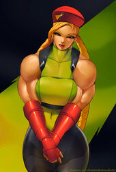 1girls big_breasts breasts bubblebadassbutts cammy_white cleavage female female_only large_breasts looking_at_viewer muscles muscular muscular_female street_fighter thick_thighs wide_hips