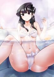 1girls bath bathing bathing_suit bathroom bikini black_hair female female_only komi-san_wa_komyushou_desu komi_shouko long_hair sereneandsilent solo solo_focus