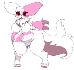 blush chimsuke dildo dildo_in_pussy female furry large_breasts pokemon pokemon_(species) pokemon_rse red_eyes stripes tail thick_thighs white_fur zangoose