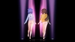 2girls 3d animal_ears animated ass ass_focus bottomless breasts brown_eyes brown_hair cat_ears cat_girl cat_tail catgirl catwalk cleft_of_venus dog_ears dog_girl dog_tail higher_resolution_duplicate hololive hololive_gamers hololive_japan inugami_korone jacket kemonomimi koikatsu light-skinned_female medium_breasts multiple_girls music nekomata_okayu nipples purple_eyes purple_hair pussy shorter_than_30_seconds sound tail video virtual_youtuber walk_cycle walking wataamage