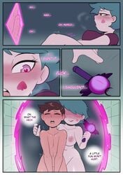 big_breasts big_penis breasts brown_skin closed_eyes comic comic_page dezz eclipsa_butterfly female hand_on_penis heart heart-shaped_pupils huge_cock human looking_at_penis magic male marco_diaz open_mouth penis pink_skin pixie_cut precum precum_drip royal_magic_wand short_hair shy star_vs_the_forces_of_evil sweat sweatdrop sweating tongue tongue_out wand